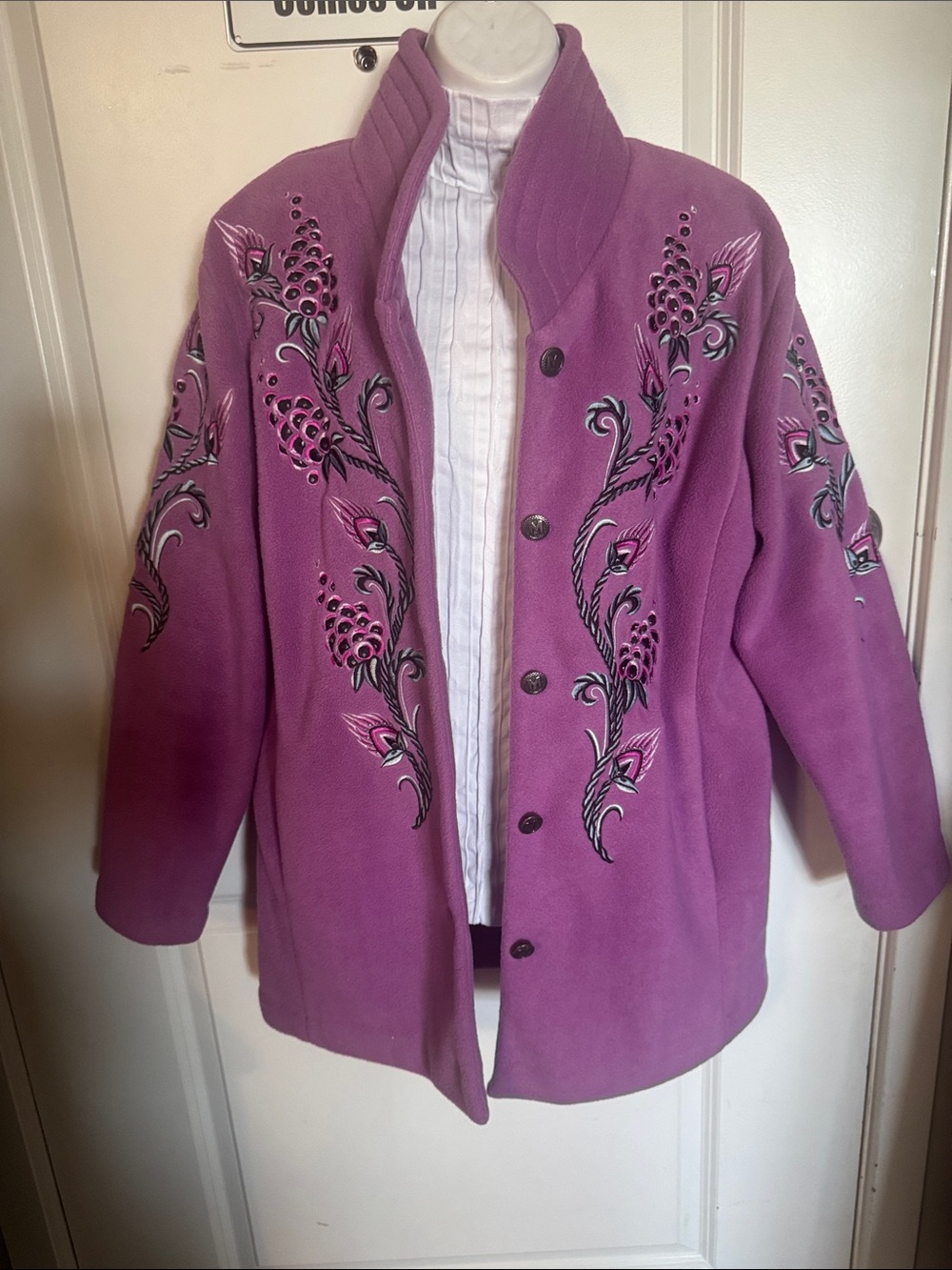 Bob Mackie Lavender Embroidered Teddy Jacket